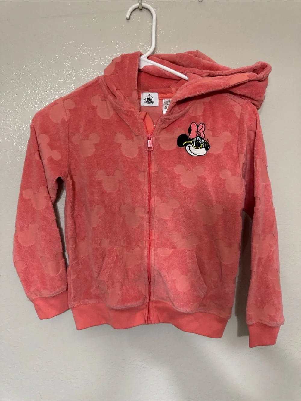 Disney Pink Coral Minnie Mouse Hooded Zip Jacket
